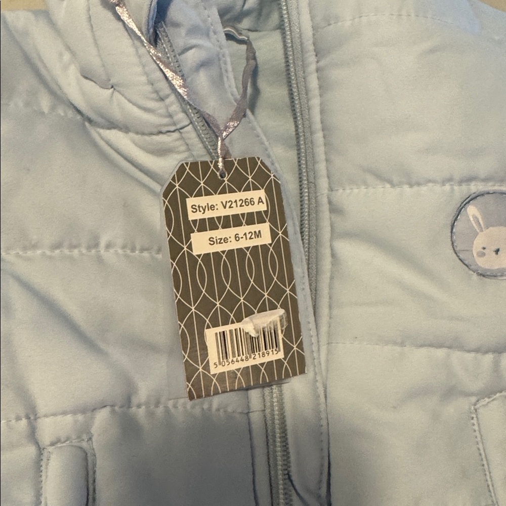 Light Blue Baby Puffer Jacket with Hood - Picture 2 of 2